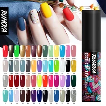 Ruhoya マニキュアネイルアートデザインジェルワニス 5 ミリリットルネオンカラー光沢のあるポーランドゲルマニキュアネイルサプライ(China)