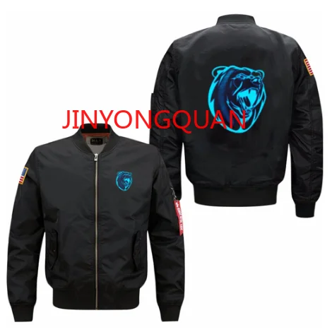 the hugely popular men's bomber flight jacket&ampcoat Animation luminou growl bear printing Air Force pilots jacket | Мужская одежда
