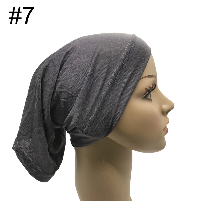 1 шт. мусульманский шарф, Модальная растягивающаяся шапка, мусульманский головной платок, Женский хиджаб, мусульманский Внутренний головной убор, s-образный шарф, головной убор, шейный платок, 28 цветов - Цвет: 7