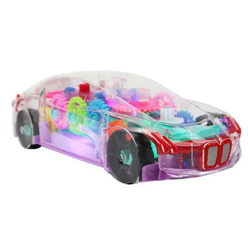 

Creative Transparent Gear Car With Lights Music Toys Simulation Model Transformation Toy Universal Wheel Xmas Birthday Kid Gifts