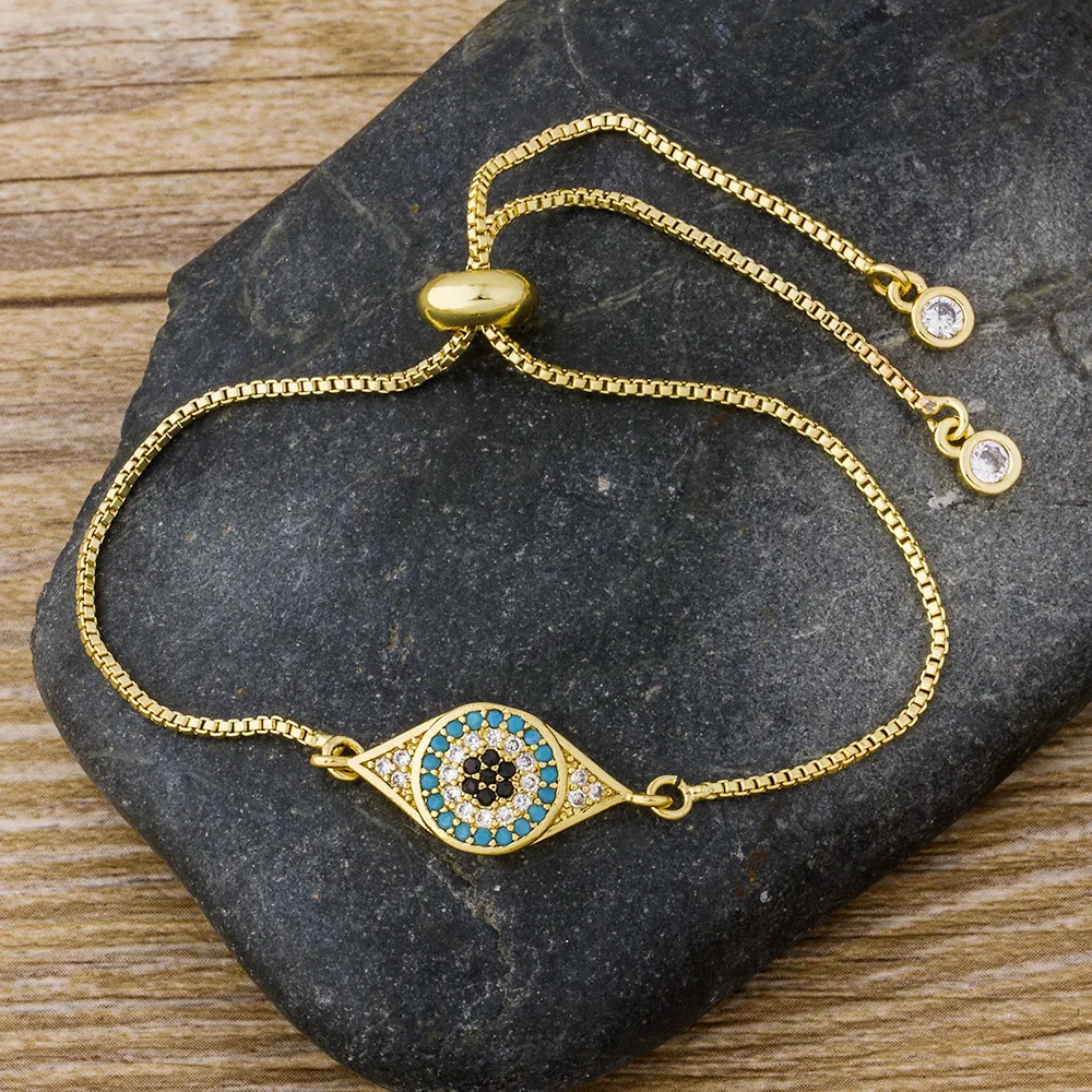 Роскошные кубические циркония микро Pave CZ сглаза шарм браслеты Высокое качество медная цепь регулируемый браслет лучшие ювелирные изделия для женщин