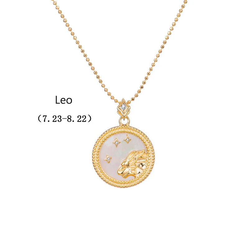Leo 925 пробы серебро 12 Зодиак ожерелье Овен, Телец Близнецы Рак Лев Дева весы Скорпион Стрелец Козерога Водолей, рыбы - Цвет камня: Leo