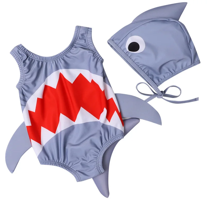 Toddler One-Piece Swimsuit Cute Nemo Sets With Swimming Cap 1 2 3 Year Fish Print Baby Swimwear 3D Animal Bathing Suit | Спорт и