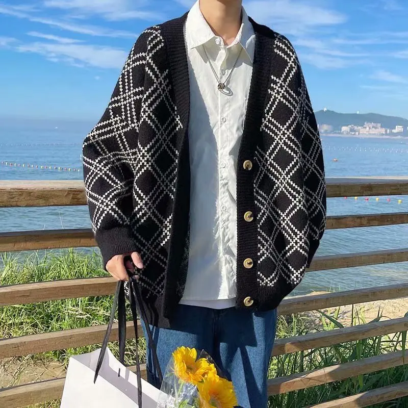 

Sweater men's winter new Korean style trendy loose sweater cardigan jacket