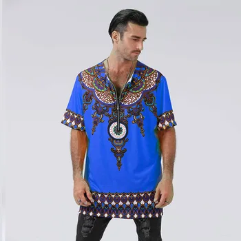 

Africa Clothing Dashiki Print Losse Shirt 100% Cotton Hipster African T-shirt Shirt Tribal Ethnic Men Short Sleeve Shirts Plus