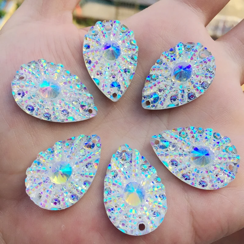 

60pcs 20*30mm Resin Drop Rhinestones Strass Crystal Sewing Accessories Dresses Costumes Clothes Arts Charms Diy -Y400*5