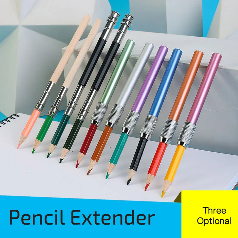1 Uds ajustable doble cabeza/sola cabeza titular extensor boceto lápiz de la escuela de pintura de arte herramienta escribir para la escritura de metal varilla de color