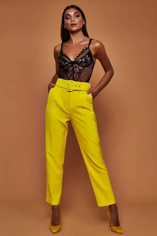 Pantalones Invierno Mujer, Женский блейзер, брюки, брюки с высокой талией, прямые брюки, Pantalon Femme Mujer Broek, желтый, белый - Цвет: yellow
