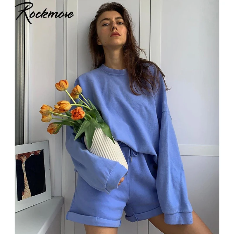Rockmore Baggy Two Pieces Sets Long Sleeve Sweatshirts and Shorts
