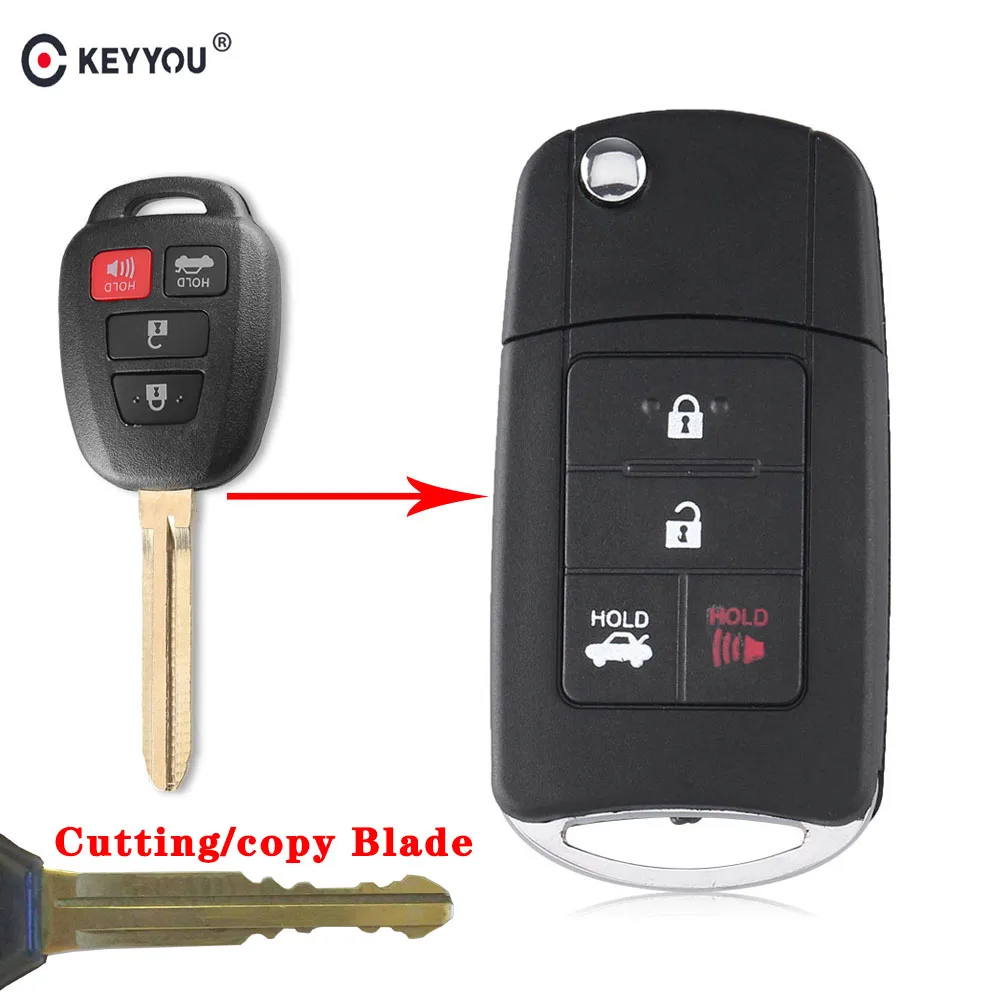 KEYYOU 4B модифицированный автомобильный модифицированный дистанционный ключ чехол для TOYOTA Reiz Corolla Camry TOYOTA Previa RAV Кнопка Uncut от порезов/повязка на запястье для защиты от Брелок чехол лезвие toy43