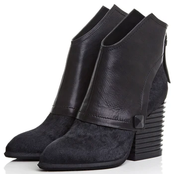 

Dilalula Luxury Brand Horsehair Booties Ladies Quality Genuine Leather Ankle Boots Women 2020 High Heel Red Shoes Woman Size 41