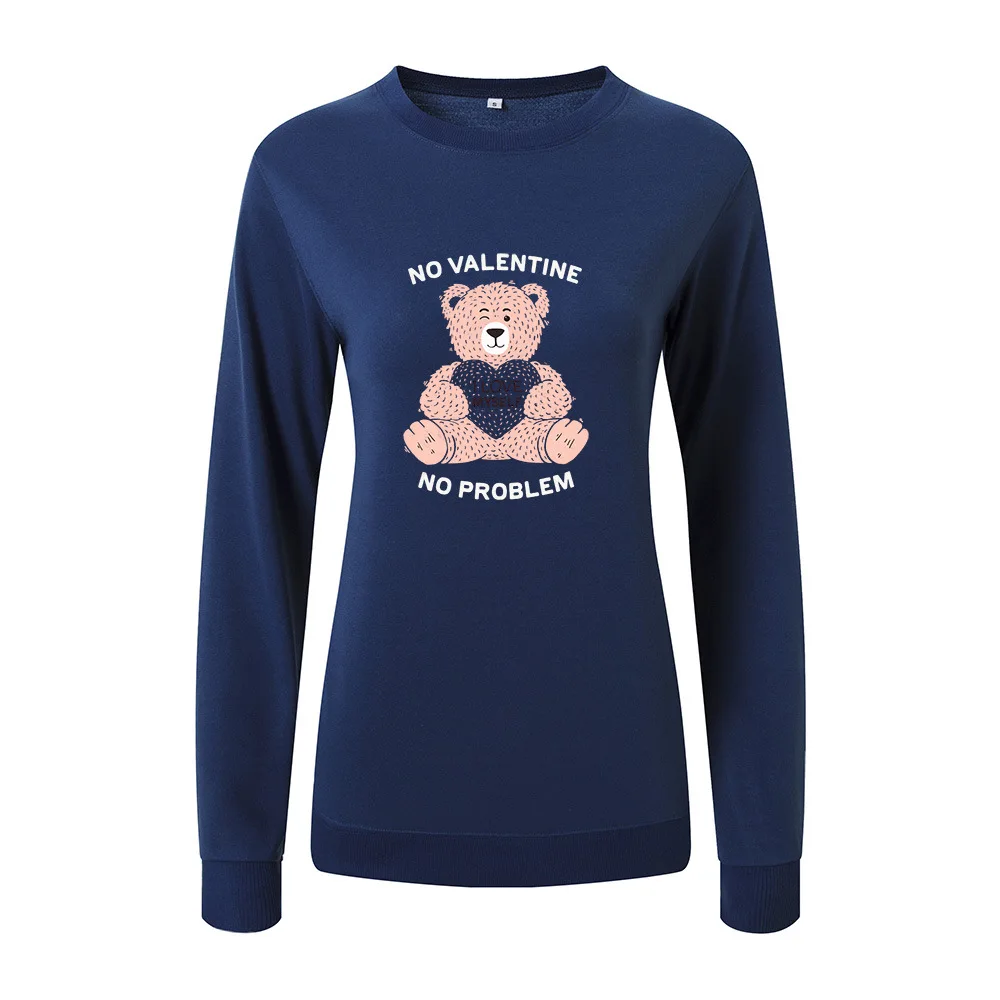 

SINGRAIN Women Bear Print Sweatshirt Harajuku Oversized Pullover Polerones Warm Letter Basic Tops Casual Cartoon Hoodies