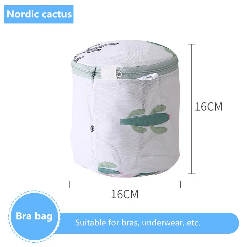 Cactus Printing Laundry Bags for Washing Machine Foldable Mesh Clothes Bag Lingerie Socks Bra Laundry Basket Wash Underwear Bag