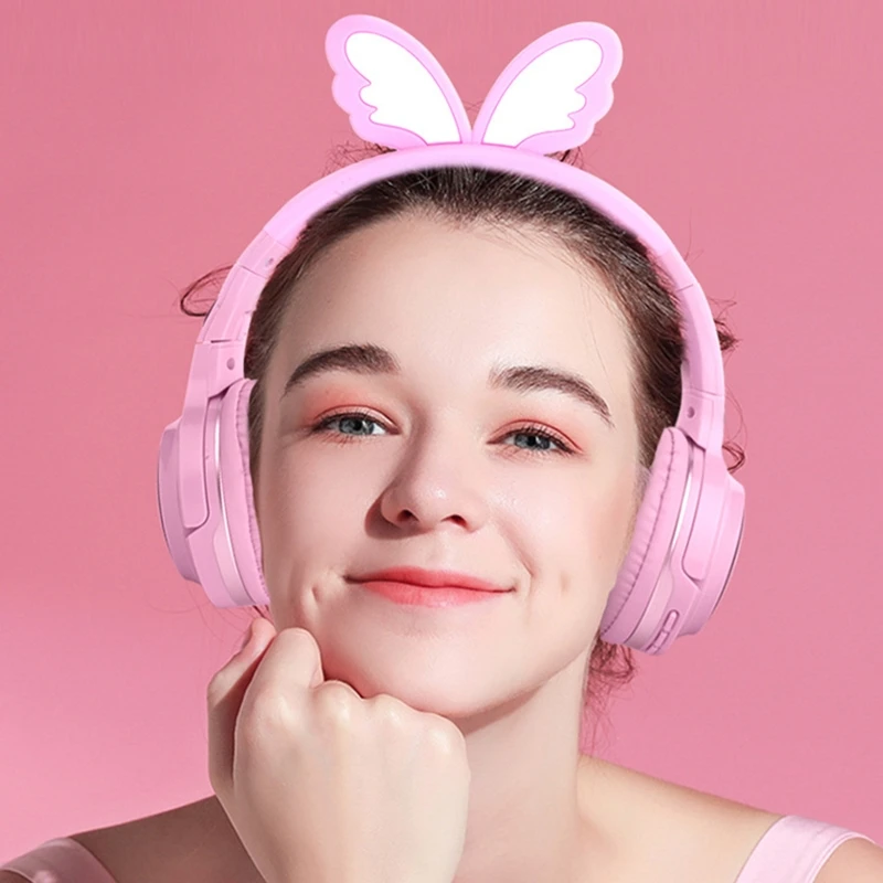 Seven color LED Cartoon Wireless Bluetooth Headset Luminous Effect Headphones With Microphone Music Headphones Kids Gift Seven c