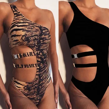 

2020 One-piece Tiger pattern Bikinis Swimsuit New Sexy swimwear women Bodysuit Brazilian Vintage Bathing Suit Swimwear