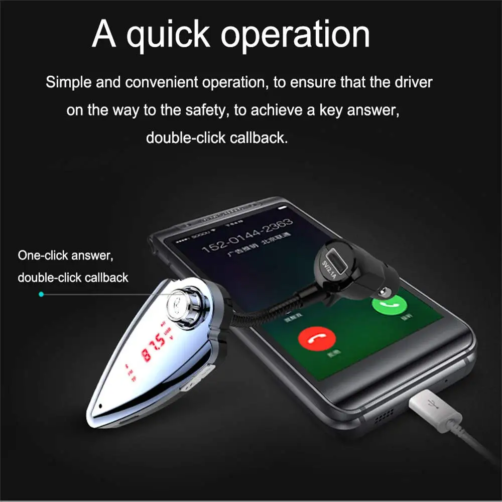Bluetooth автомобильный комплект громкой связи беспроводной fm-передатчик MP3-плеер 5 в 2.1A USB голосовые подсказки Автомобильный Mp3 музыкальный плеер