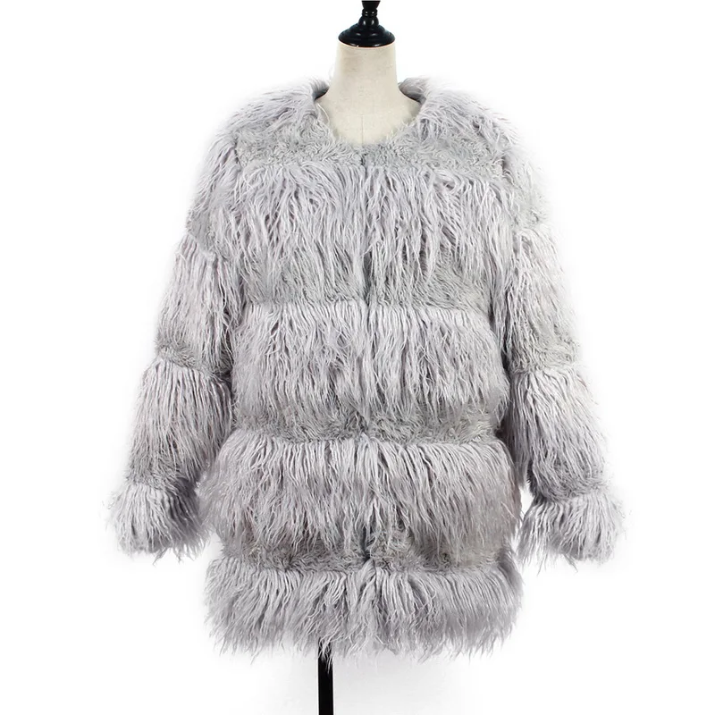 Women's Shaggy Faux Fur Coats Autumn Winter Warm Solid Color Coats Casual Long Sleeve Short Jacket Pockets Fashion Coats
