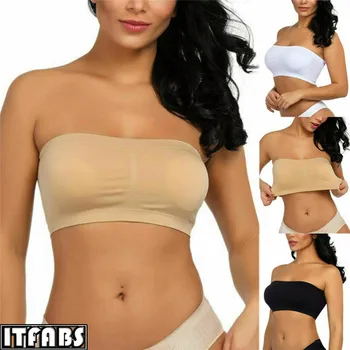 

Womens Ladies Sexy Bandeau Strapless Boob Tube Sports Vest Tube Tops Bras