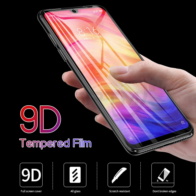Полное покрытие 9D Защита экрана для Xiaomi Redmi Note 8 8T 7 6 Pro K20 Pro защитная пленка из закаленного стекла для Redmi 8 8A 7 7A