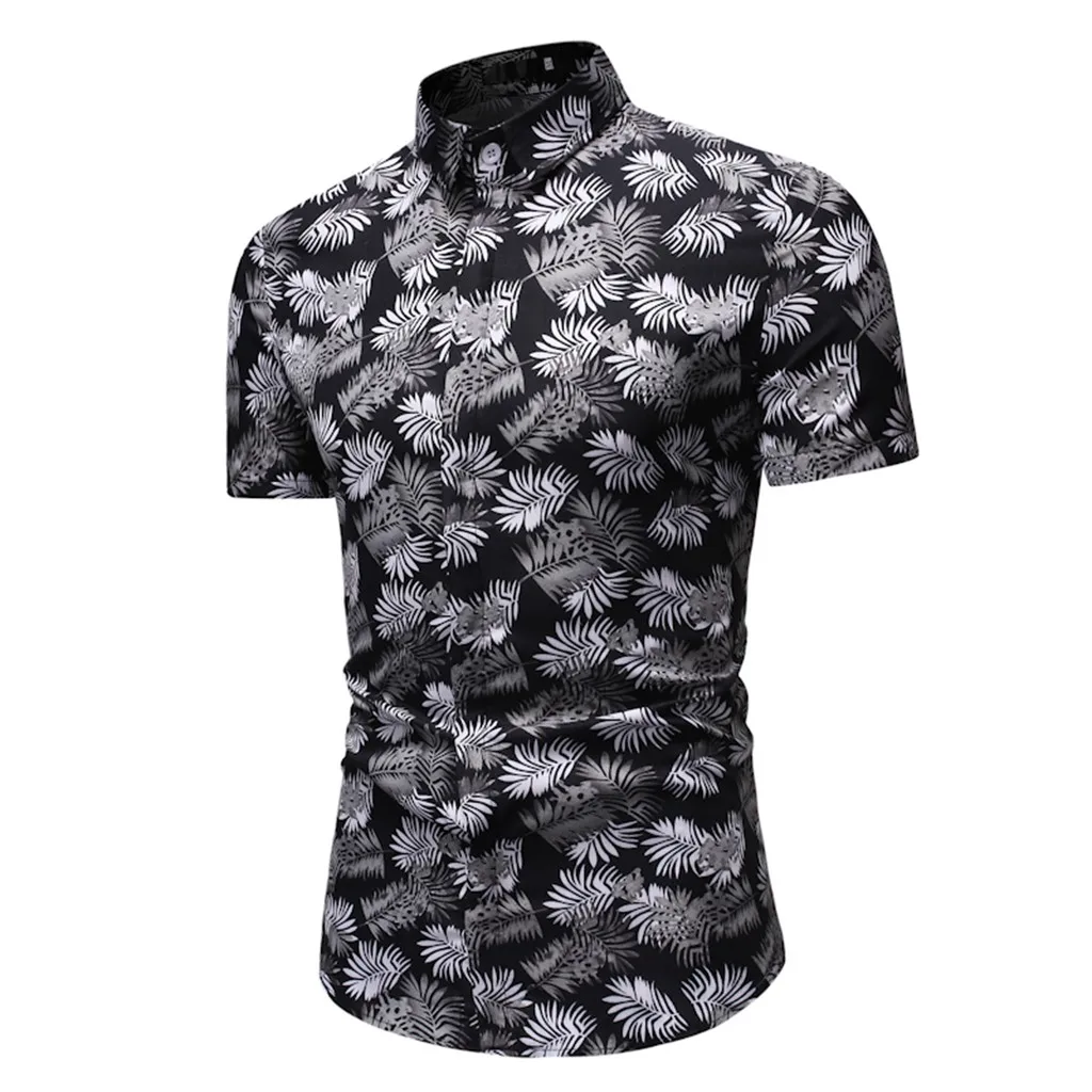 Рубашка camisa masculina мужские рубашки chemise homme уличная рубашка Летний Стиль Гавайский принт с короткими рукавами рубашка Z4
