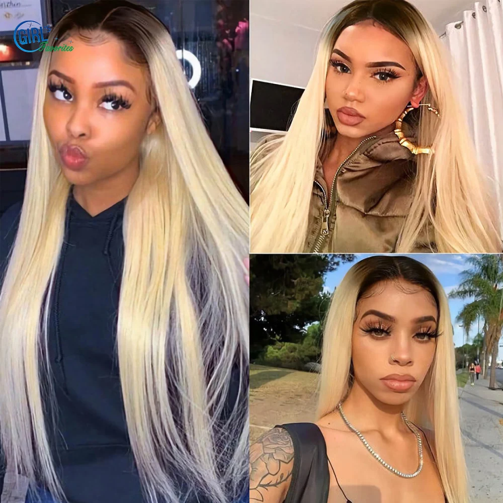 

Peruvian Ombre Blonde T1b/613 Lace Front Wig 13x4x1 T Part Wig 9A Bone Straight Remy Hair 250 Density Wig For Women Pre Plucked