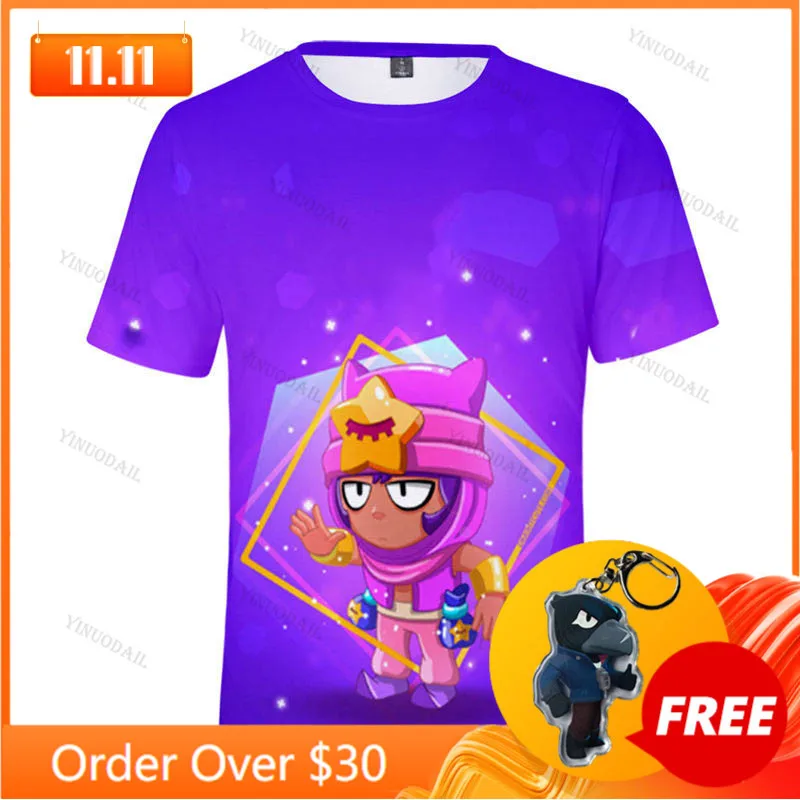 

Sandy Crow Leon star Children's Wear Kids T-shirt Shooting Game 3d Tshirt Teen Clothes Shirt Browlings Boys Girls Short Tops