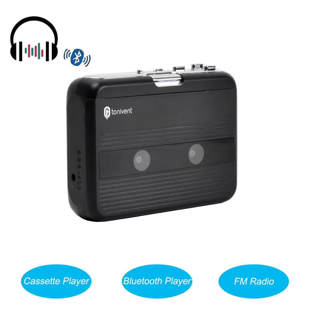 Compact et l/éger Cuifati Lecteur de Cassette Bluetooth Black Radio FM Lecteur de Cassette Walkman Portable avec /écouteurs