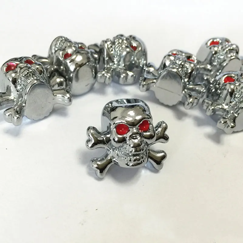 Dsycar 4Pcs/Lot Copper Core Car Valve Caps Red Eyes Evil Skull Tyre Air Valve Stem Dust Caps For Car Truck Bike Top Car Styling