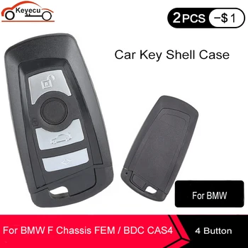 

KEYECU 10pcs 4 Button Remote Car Key Case For BMW CAS4 F 3 5 7 Series E90 E92 E93 X5 F10 F20 F30 F40 Replacement Smart Key Shell