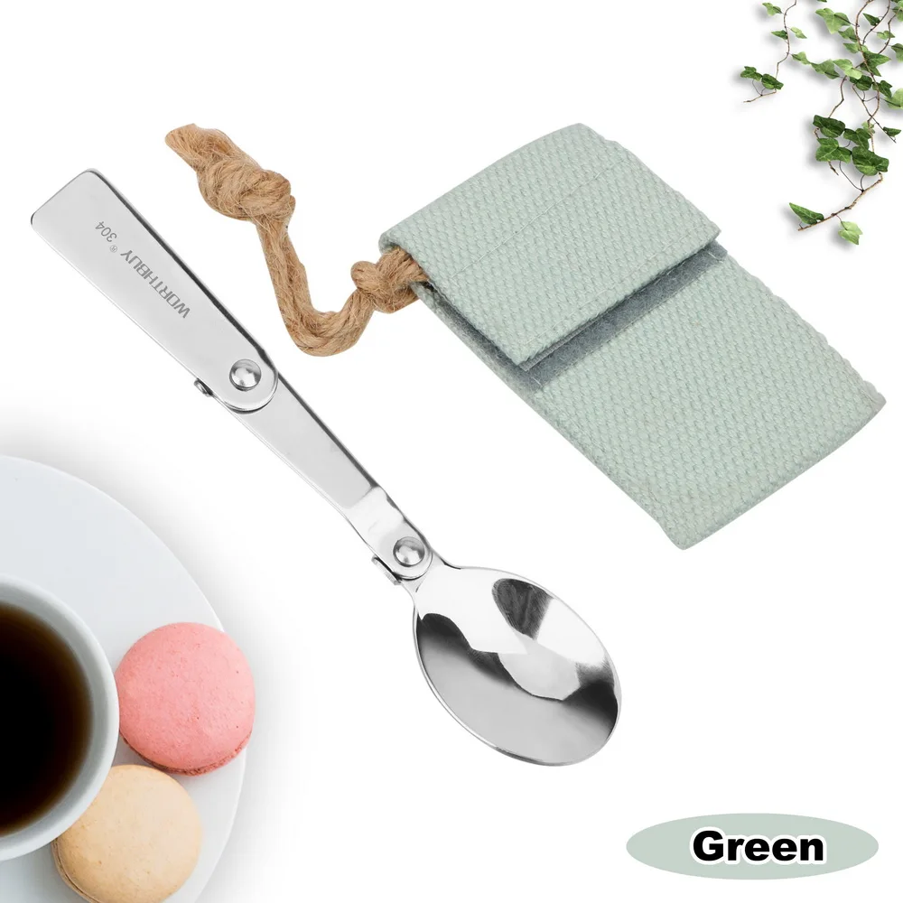 NICEYARD Portable Foldable Spoon Ice Cream Dessert Spoon for Bar Party Outdoors Tea Coffee Spoon Stainless Steel Tableware Mini