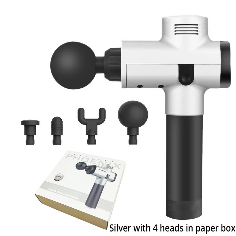 Silvery Paper Box Феникс А2 мышечный массажный пистолет глубокая ткань Массажная Терапия пистолет для снятия боли в мышцах формирование тела - Цвет: Silvery Paper Box