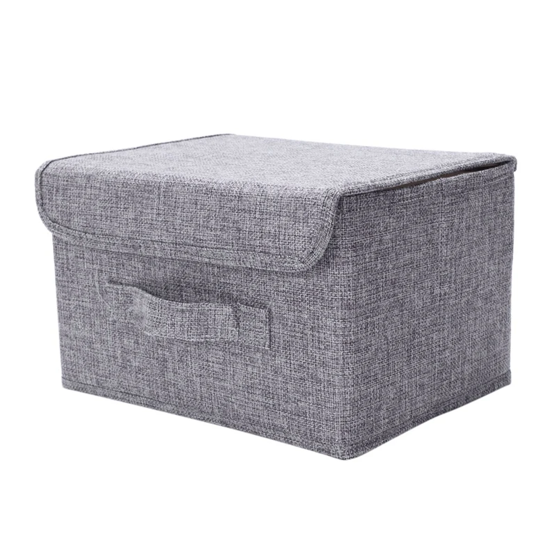 Cotton Linen Fabric Folding Cd Storage Boxes Foldable Bins Toys Organizer With Lids And Handles Basket Laundry | Дом и сад
