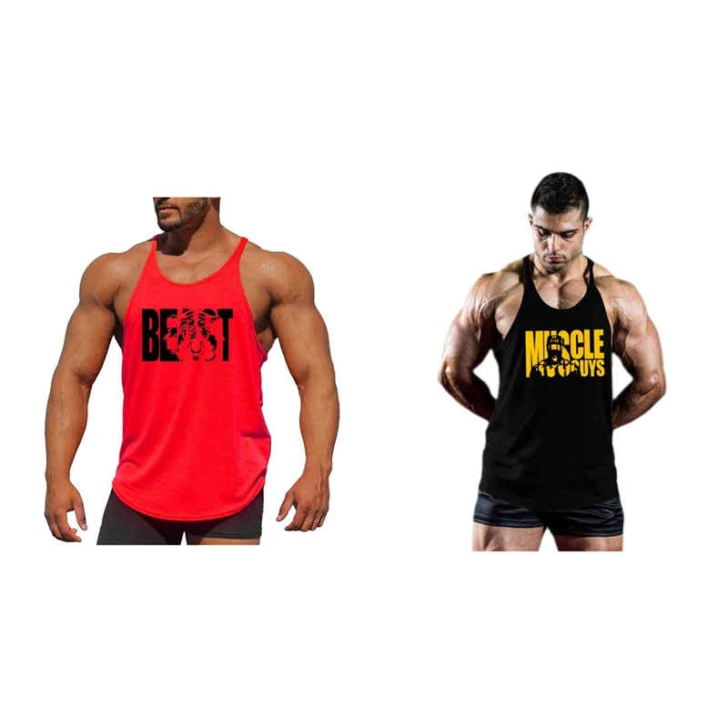 2 шт., Muscleguys одежда для бодибилдинга, мужские майки для тренажерного зала, мужские майки без рукавов, одежда для фитнеса, хлопковая одежда для тренировок