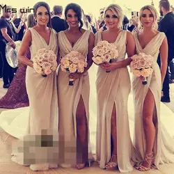 Mrs win Элегантные платья невесты шифон Vestido Madrinha для девочек плюс размер сплит женское свадебное платье до 50 HR066