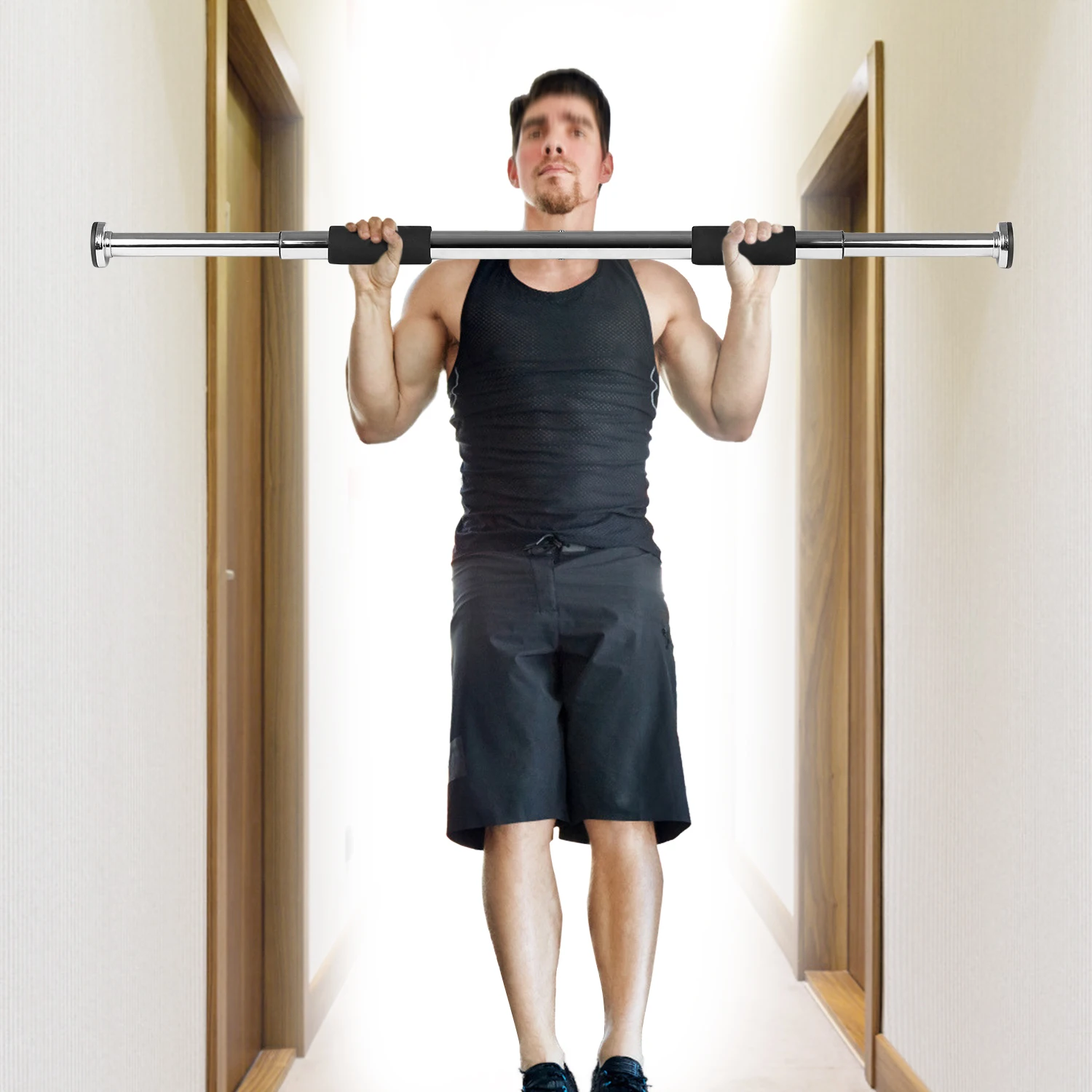 Adjustable Doorway Pull Up Bar Fitness Door Way Chin Up Home Gym Exercise Tool