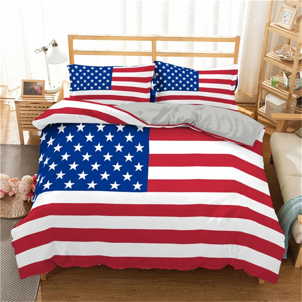 ZEIMON 3D с принтом американского флага Постельное белье King Размеры геометрический постельное белье домашний текстиль постельное белье 2/3 шт. Набор полиэстер покрывало