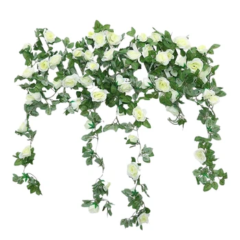 

3 Pack Fake Rose Vine Garland Flower Plants Artificial Hanging Rose Ivy Perfect for Home Garden Office Hotel Party Decor
