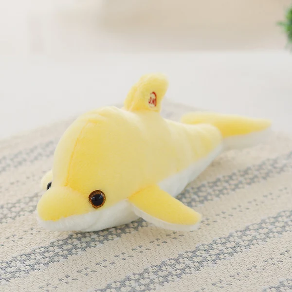 Цвет: желтый 32 см креативная светящаяся плюшевая кукла-Дельфин, светящаяся подушка, Красочный светодиодный светильник, игрушки в виде животных, детский подарок YYT220 - Цвет: Цвет: желтый