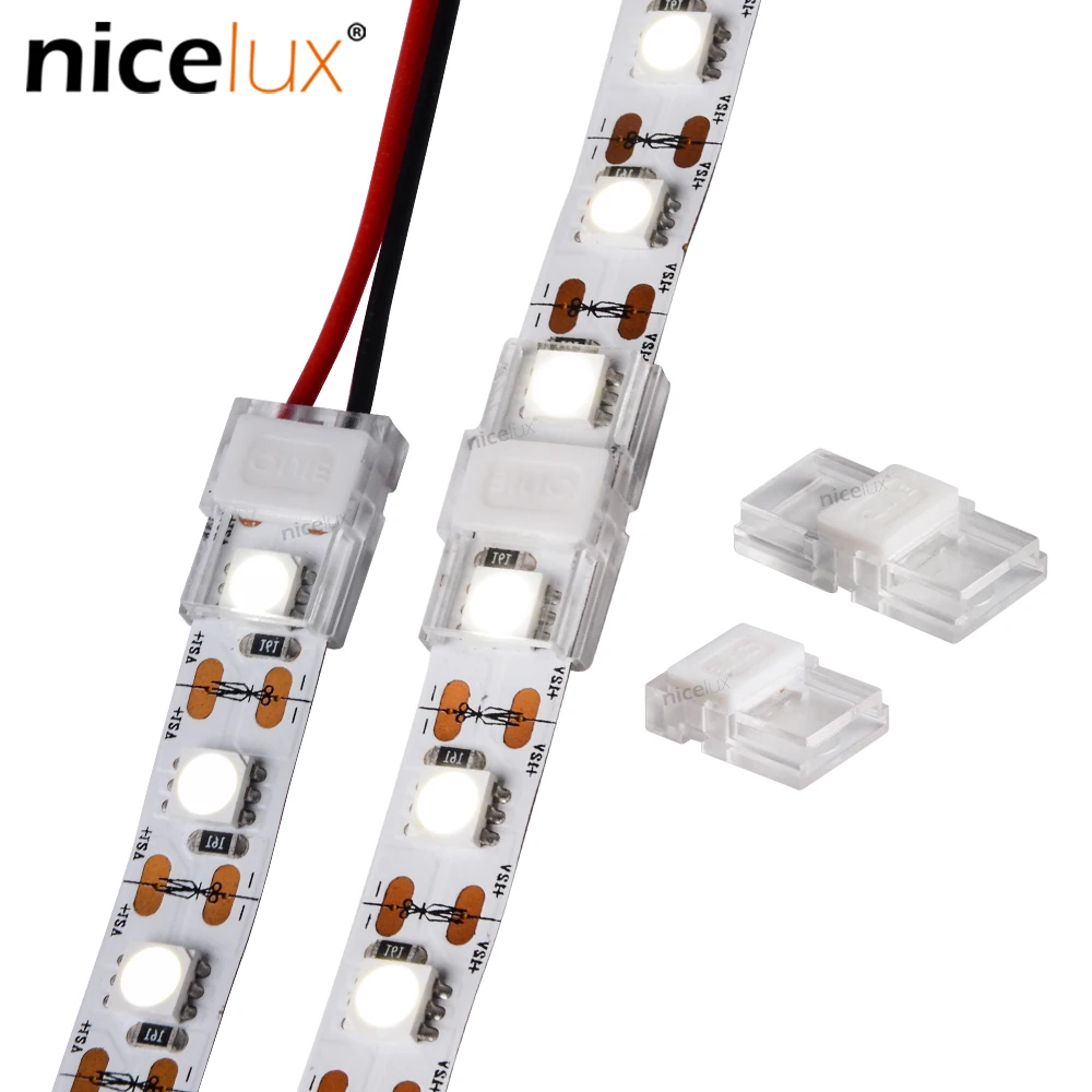 Mini connecteur de bande LED mince, 2 broches, 12V, 24V, 8mm, 10mm, IP20,  épissure de bande lumineuse, 2835, 3528, 5050 en infraction, profil CE, 10  pièces - AliExpress