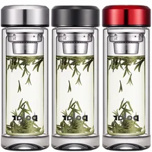 Двухслойная прозрачная стеклянная креативная стеклянная чашка портативная чашка для чая и воды разделительная чашка