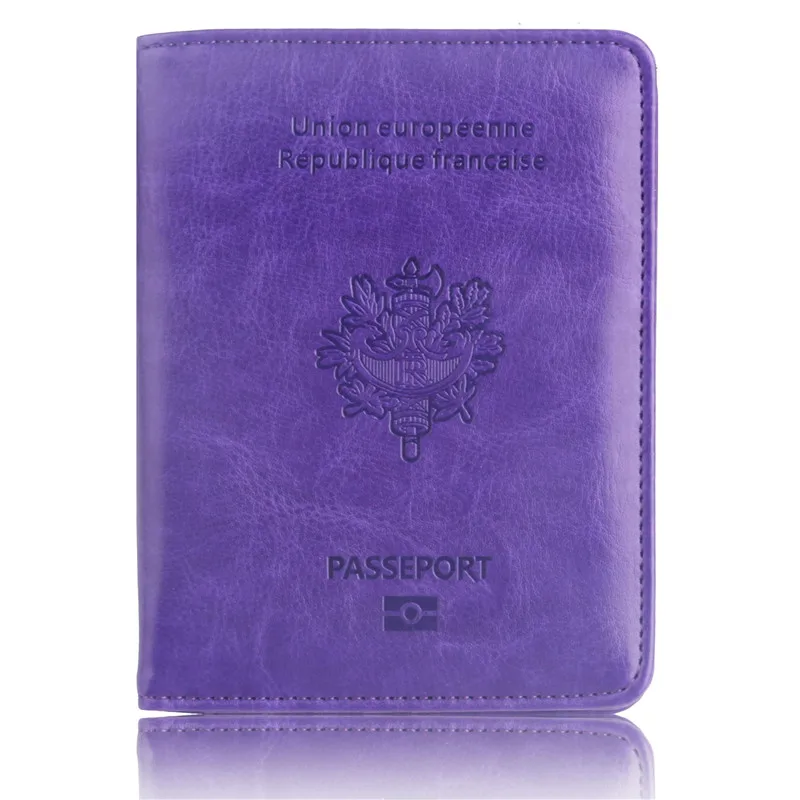 Обложка для паспорта французский популярный стиль качество PU Путешествия бизнес кредитный держатель для карт Обложка на паспорт для документов карта кошелек - Цвет: purple