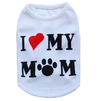

Letter Dog Clothes I Love My Mom Clothing for Dogs Vest Small Super Pet Outfits Spring Summer Heart Print White Ropa Para Perro