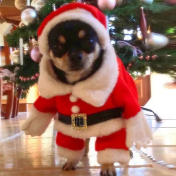 

Christmas Cute Pet Dress Up Supplies Pet Three-Dimensional Transformation Clothes Santa Claus Suit + Hat