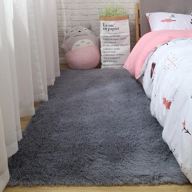 Long-haired bedroom front rug room decoration blanket living carpet Nordic coffee table mat thickening soft skin-friendly | Дом и сад