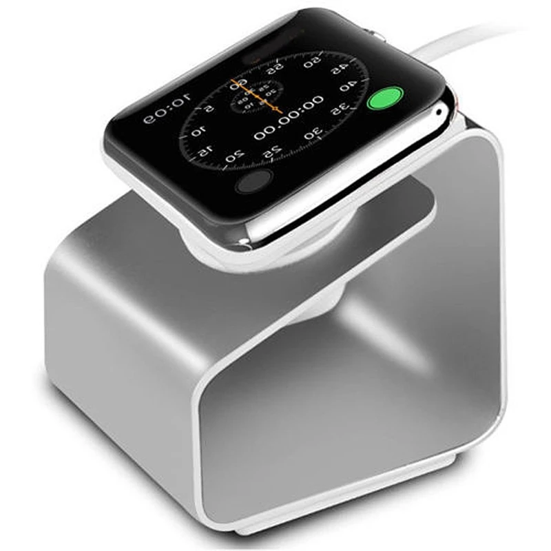 Портативный Зарядное устройство для наручных часов Apple Watch подставка 5 4 3 2 1 44/42 мм 40 38 мм и нержавеющая сталь металлический корпус наручных часов iWatch серии Алюминий крепление беспроводной Зарядное устройство аксессуары для часов - Цвет: Silver