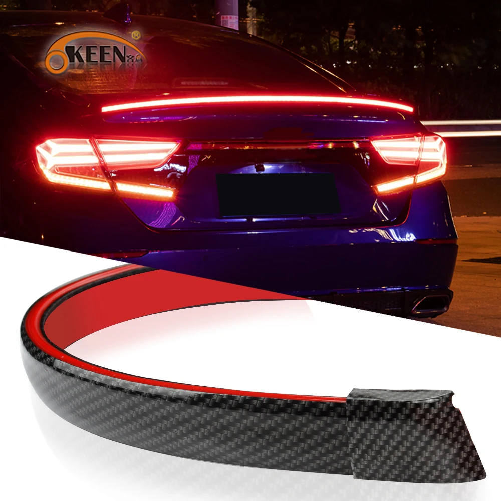 Okeen 130cm Carbon Fiber Led Spoiler Lip Kit Red Waterproof Flow Turn