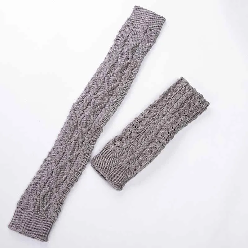 FENNASI, осенние и зимние шерстяные носки выше колена, женские толстые теплые носки, Хлопковые вязаные зимние носки - Цвет: Light Gray