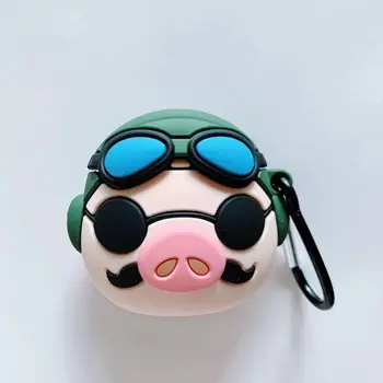 

Pink Pig Pilot Protective Case Silicone Cover with Carabiner for Airpods 1/2 Kit