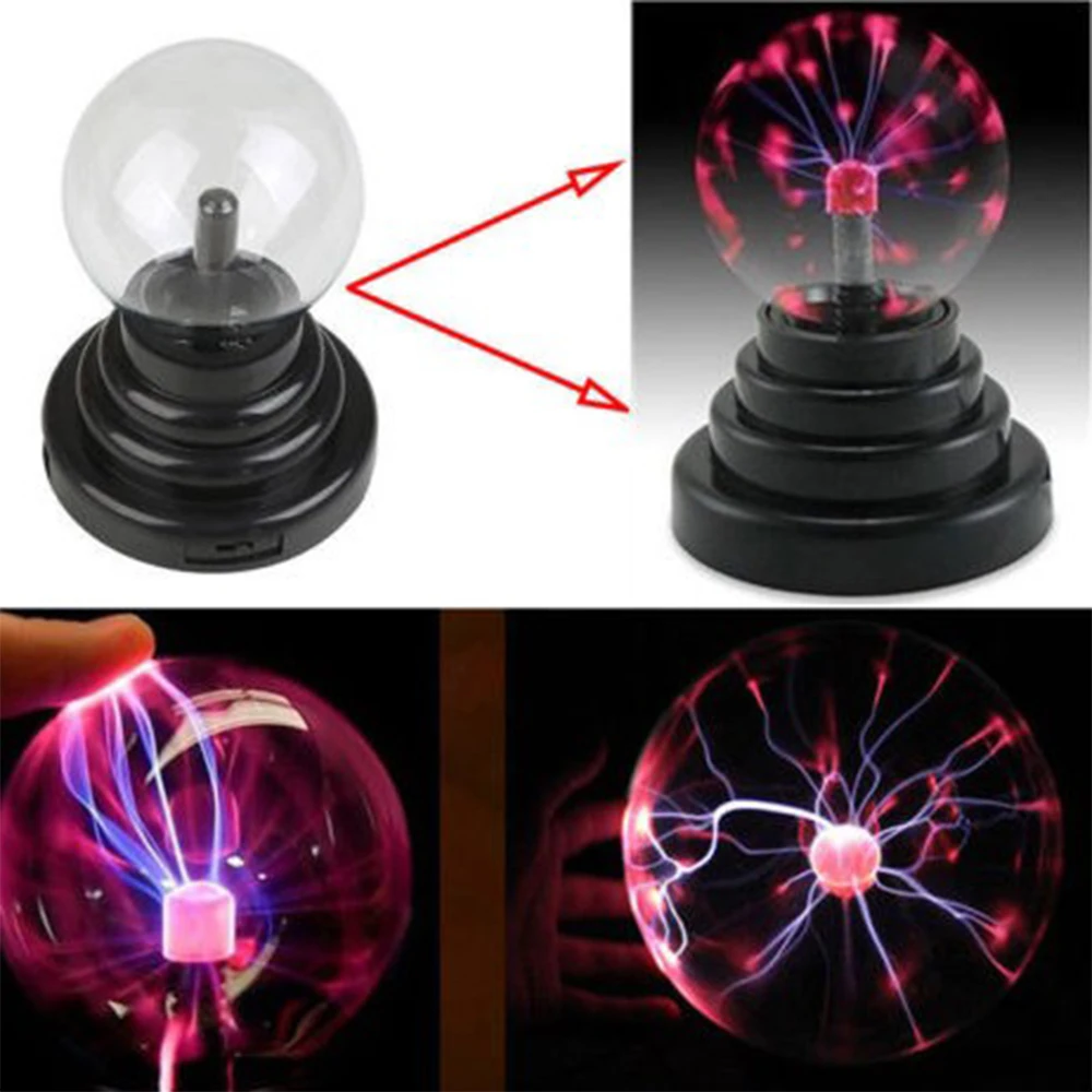 Bola de plasma de vidrio esfera de luz de rayo lámpara de fiesta bola  mágica bola electrostática intermitente (6.0 pulgadas)