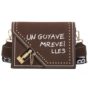 

ASDS-Letter Shoulder Messenger Bag Wild Casual Bag Vintage Small Bag Harajuku Shoulder Messenger Bag Dark Brown